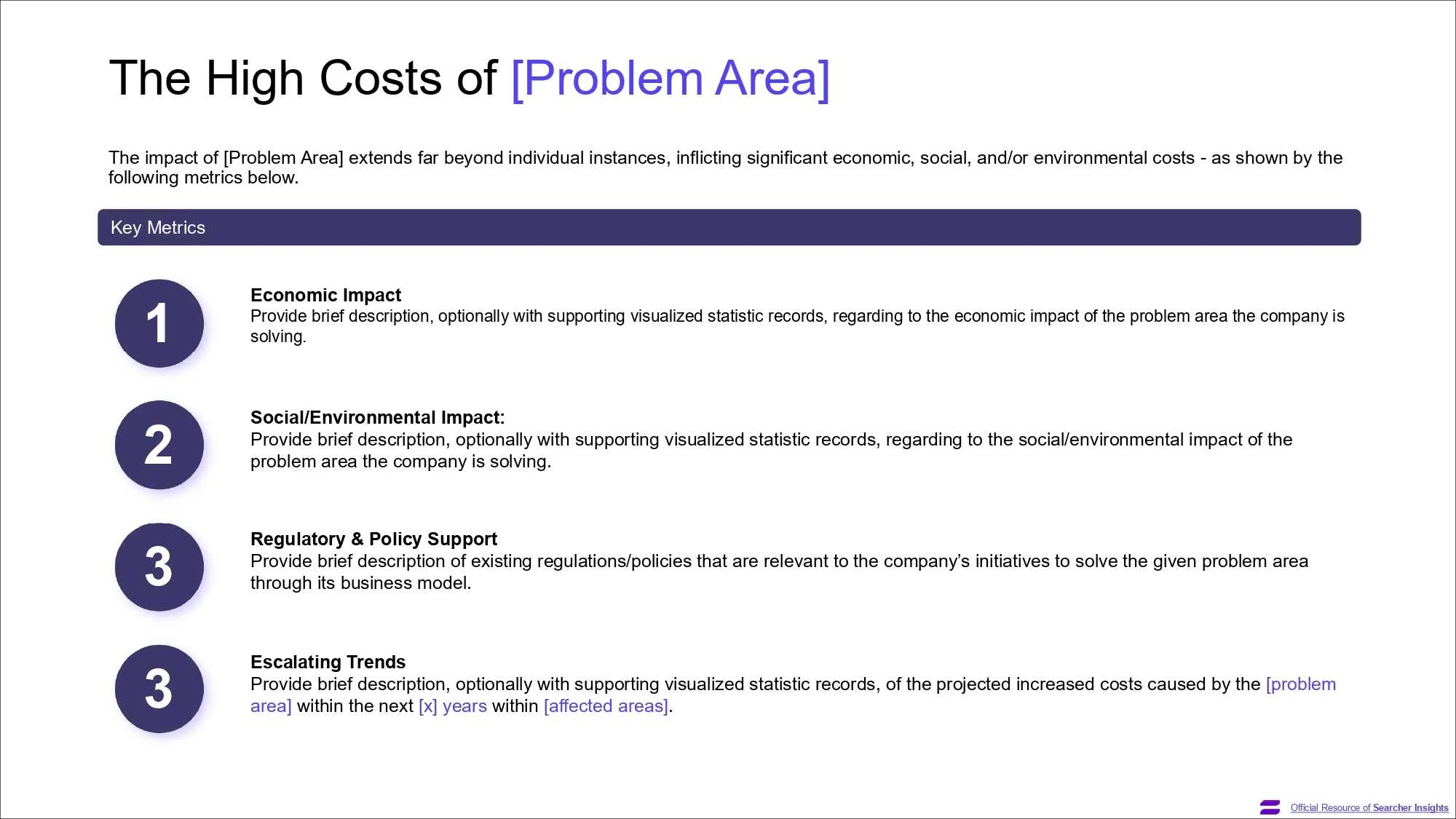 A page of the Search Fund Pitch Deck template, created by Searcher Insights