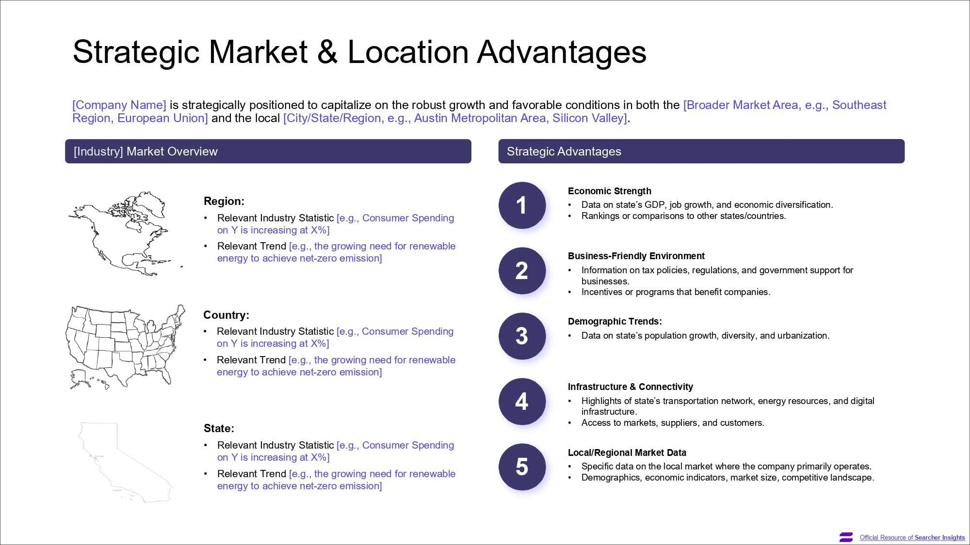 A page of the Search Fund Pitch Deck template, created by Searcher Insights