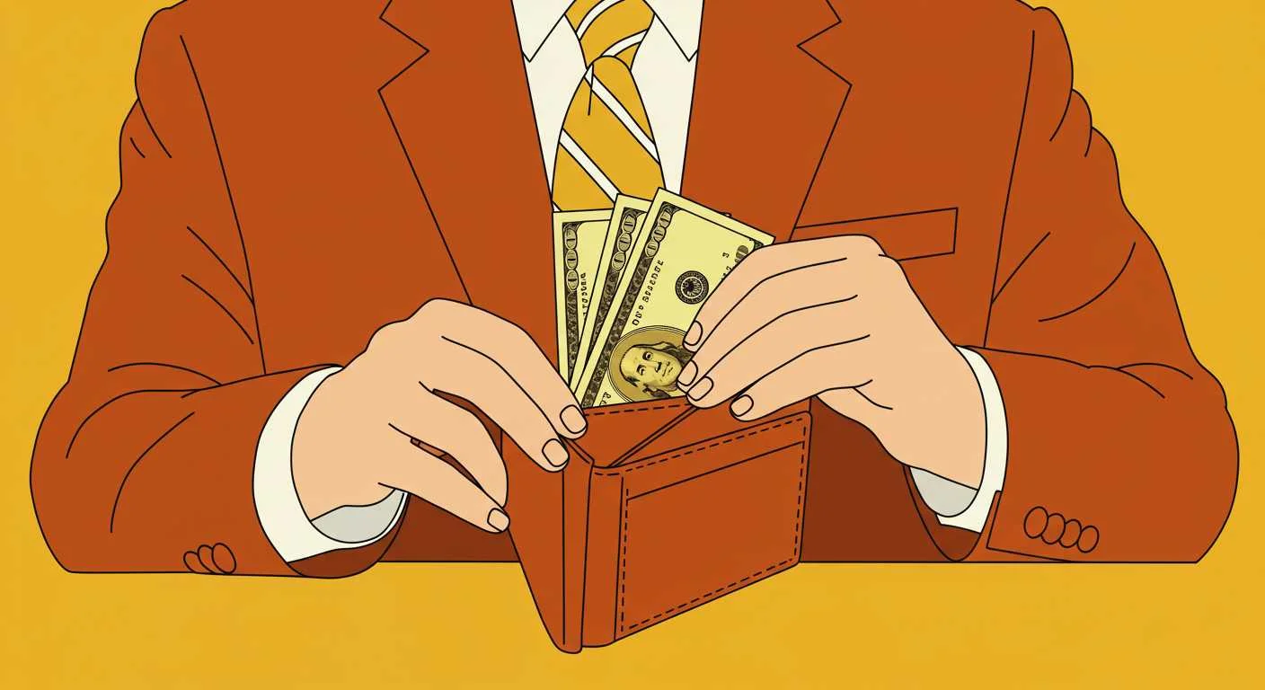 A person putting lots of money in his wallet; an image developed by Searcher Insights